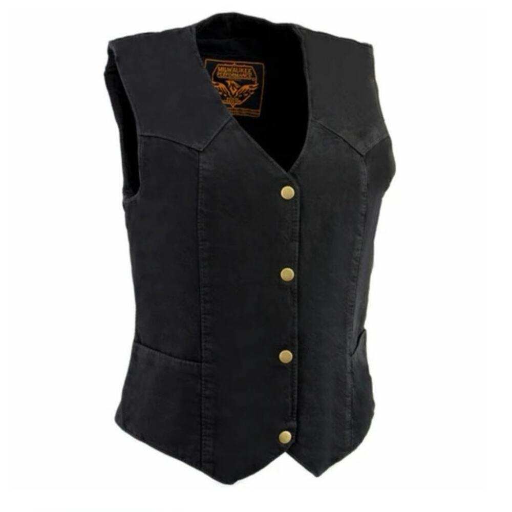 NWT Milwaukee leather MDL4000.BK snap front Denim Vest